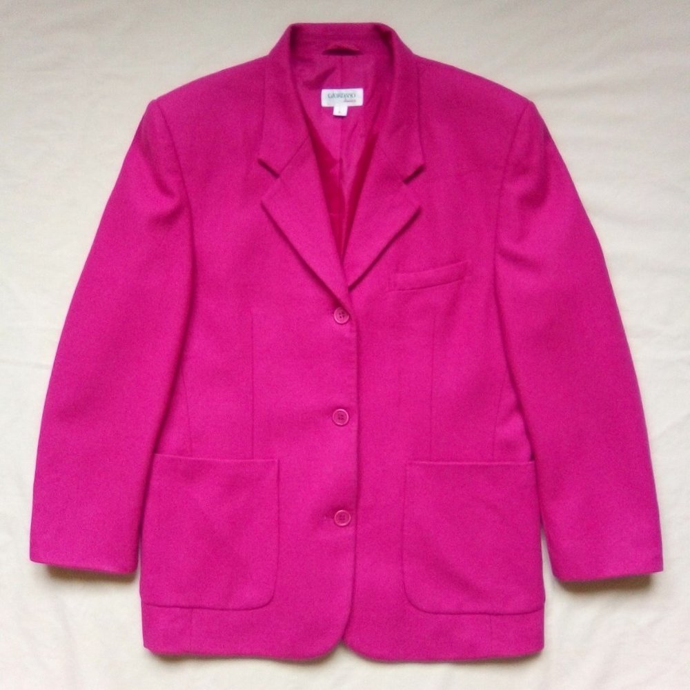 Giordano Women's 3-Button Wool Blazer Suit Jacket, Large